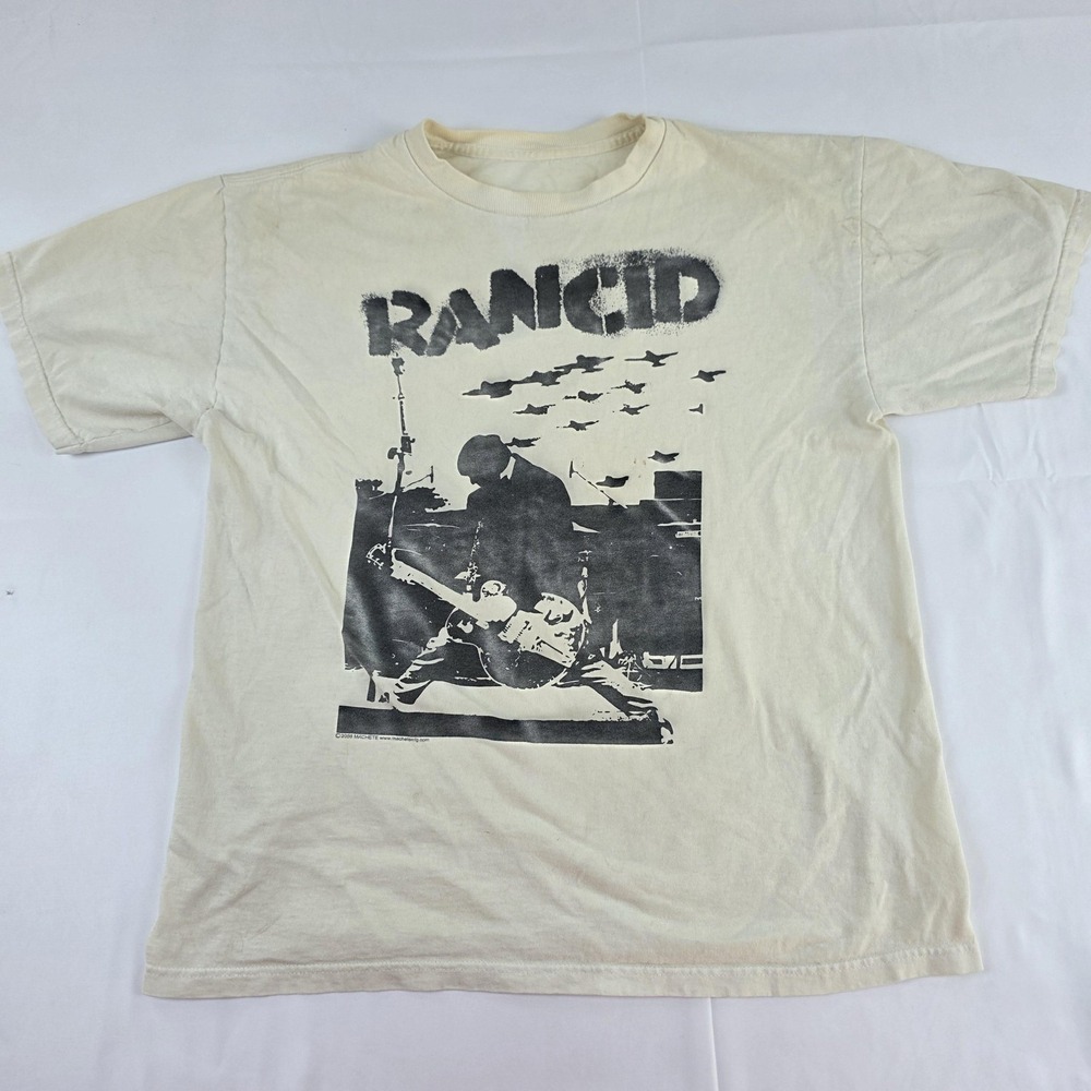 Vintage Rancid Shirt Mens Medium White Punk Band Graphic 2008 Machete Tee